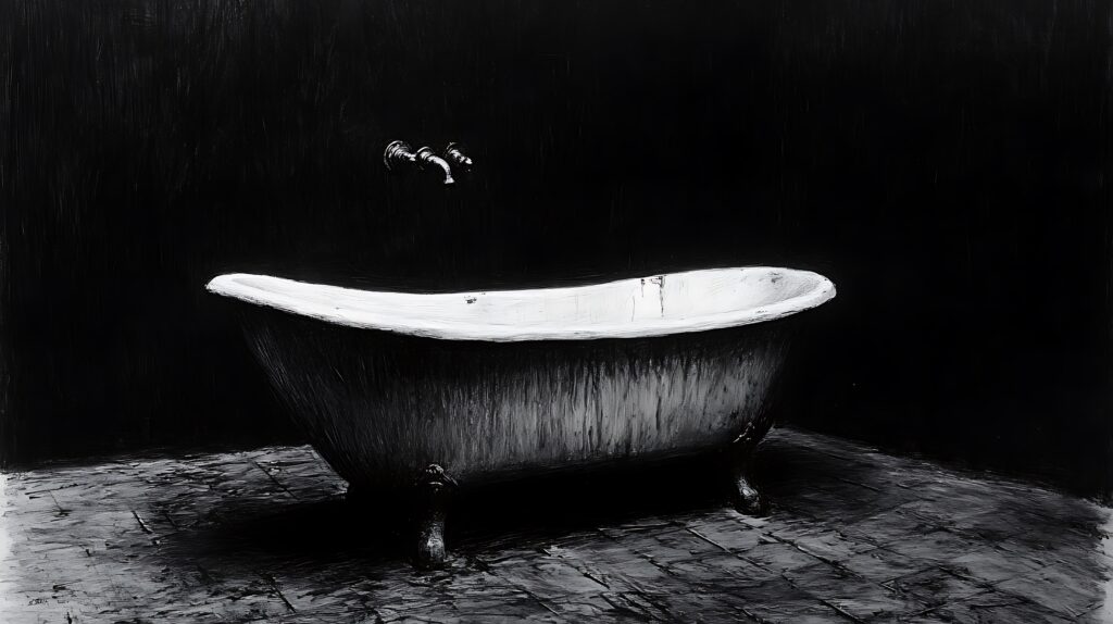 old bathtub in a dark room.
